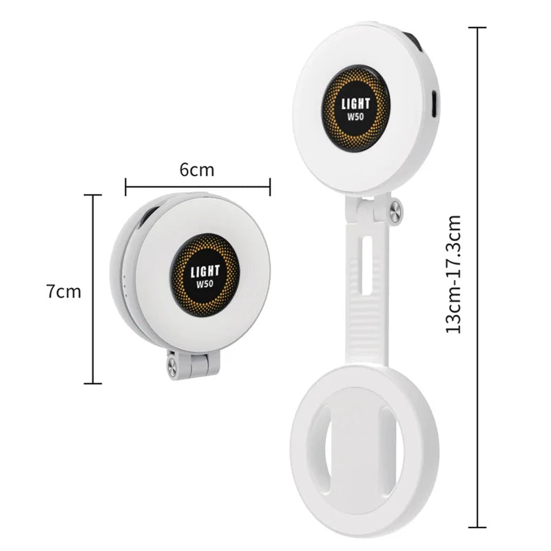 2in1 Portable Foldable Magnetic Rechargeable Ring Fill Light Phone Holder Perfect for Travel, Desktop, Selfies, Video, Makeup