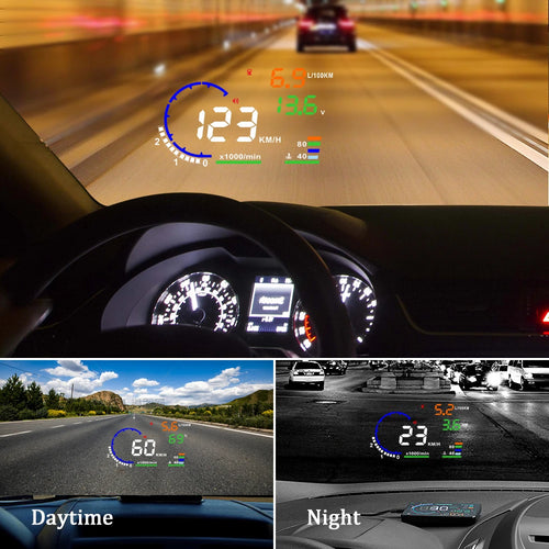 A8 5.5'' OBD2 EOBD HUD Car Head Up Display LED Windshield Projector Speedometer Water Temp RPM Meter Speed Voltage Alarm